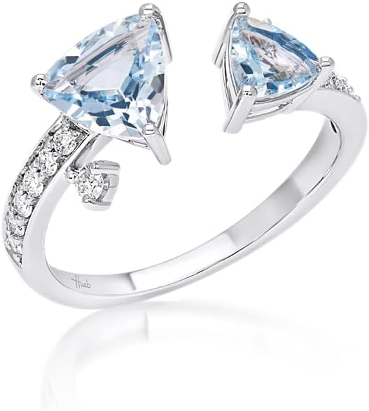 Hueb 18K Mirage White Gold Ring - Aquamarine & Diamonds - Size 7