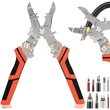Wire Stripper Cutter Crimping Tool - 9 in 1 Wire Stripper Tool with Cutter Crimper Function AWG 22-10 Wire Cutters Pliers for Wire Splitting,Stripping,Cutting,Crimping, Clamping,Winding,Sharpening