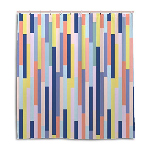 Rideau de douche imperméable à rayures colorées style moderne 168x183 cm