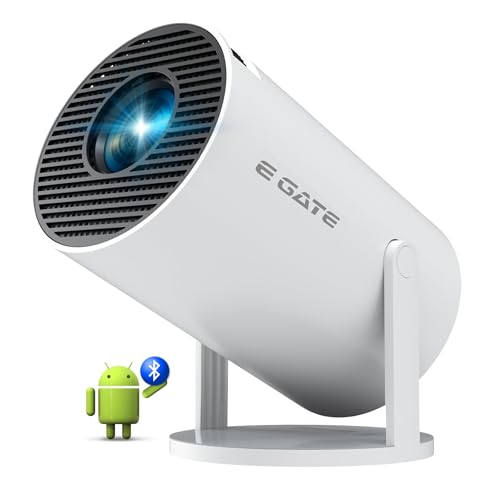 Image of E GATE Atom 2X Smart Projector, 13.0 Android embeded on 950S Chip, 200 ISO, 1080p & 4K Support, Automatic & 4D Keystone with Netflix, Prime, WiFi & BT, Screen Mirroring, 720P Native, 1GB-8GB, Egate