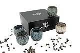 Pheniox | Espressotassen Set Tibet | 5-teilig | 100 ml | hochwertige Tassen aus Steingut | ohne Henkel | spülmaschinenfest | Espresso | Mokka | Gewürzbecher | Geschenk in modernem Design