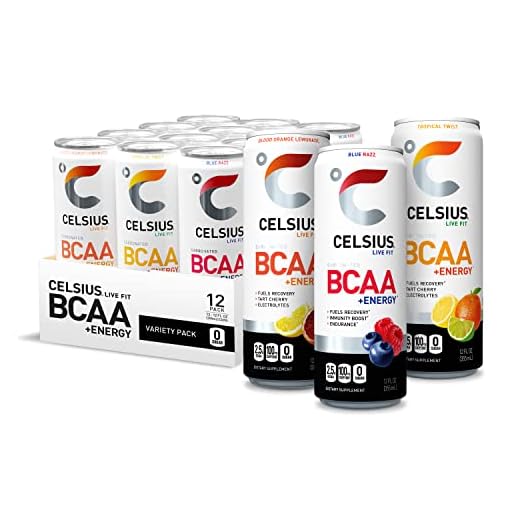 CELSIUS BCAA +Energy Sparkling Post-Workout Recovery & Hydration Drink, Variety Pack, 12oz. Slim Can (Pack of 12)