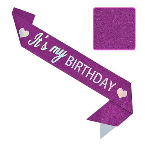 Image of Vuzvuv It's My Birthday Birthday Sash, Glitter Birthday Sash with Foil Letters Birthday Party Decor for Women, Girls