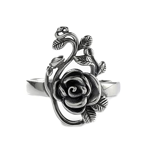 Jeulia Retro Flower Gothic Rose Rings For Women Teen Boys Sterling Silver Vintage Promise Statement Cocktail Party Ring Birthday Anniversary With Jewelry Gift Box (Gothic Rose, 9) #TOP20