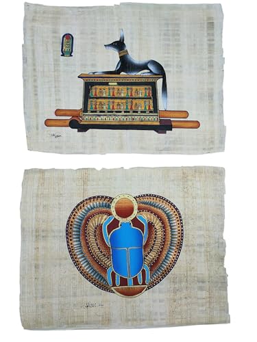 Papyrus égyptiens authentiques Khepri Anubis idée cadeau culturel original