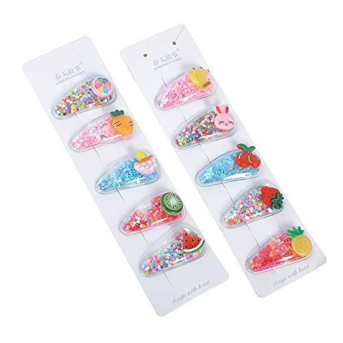 Hair clips for girls 10pcs sequins snap hair clips transparent sh…