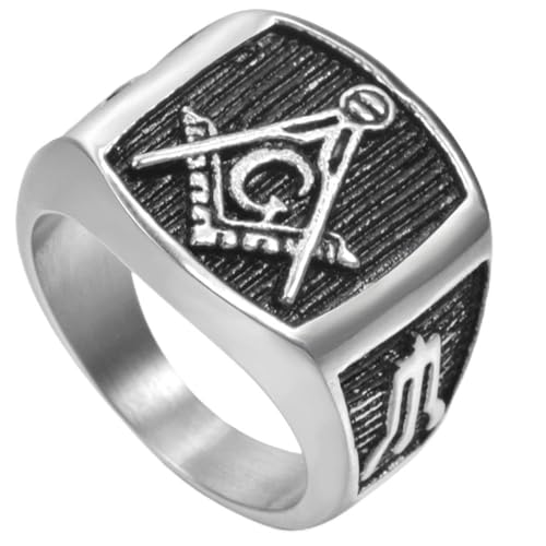 Jude Jewelers Retro Vintage Stainless Steel Masonic Ring Size 7-15 (12)