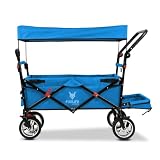 FUXLIFE Carrello Pieghevole FX-CT800 Azzurro • Bollerwagen richiudibile con spazio extra per le gambe • Tettuccio parasole e ruote larghe • Volume 105 L e portata 75 kg
