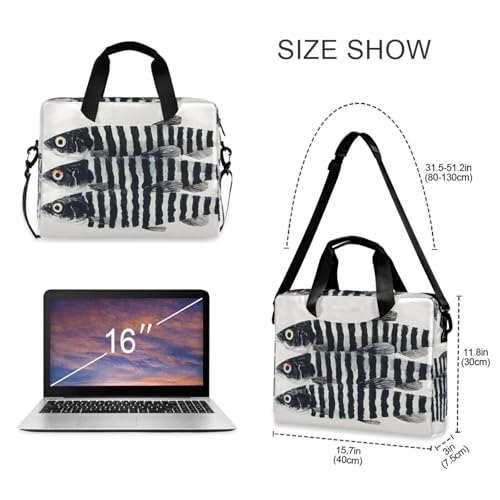 Maletín para laptop con estampado de peces y bolsillos miniatura 4