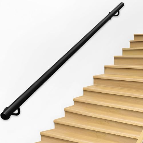 Mains courantes noires en fer à fixation murale pour escalier intérieur