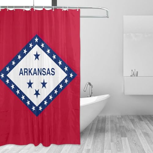 Rideau de douche Arkansas 185 cm imperméable avec crochets pour salle de bain