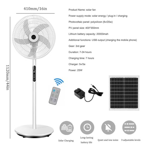 Ventilador de pedestal oscilante de 3 velocidades con control remoto 7