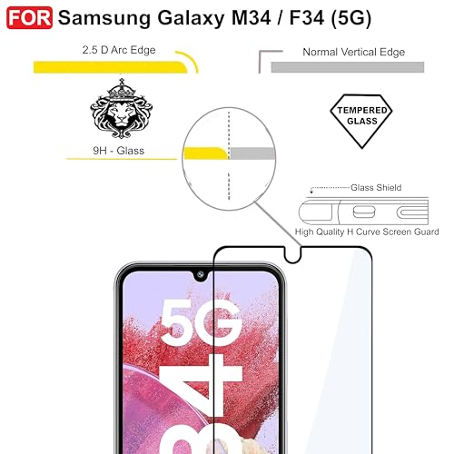 Image of CEDO Tempered Glass for Samsung Galaxy M34 / F34 (5G) | Screen Protector Full HD Quality Tempered Glass Anti-Scratch Edge to Edge Coverage with Easy Installation Kit (Black)