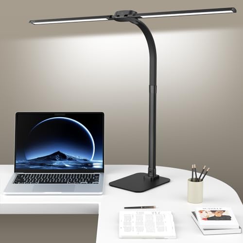 Kary Led Schreibtischlampe Dimmbar mit USB-Ladeanschluss und fuß, 24W Ultra Hell Doppelkopf tischlampe für Büro, Arbeit, Design,Lesen, Augenpflege Lampe mit Fernbedienung, CRI>90, 5 Farbtemperaturen Kary Led Schreibtischlampe Dimmbar mit USB-Ladeanschluss und fuß, 24W Ultra Hell Doppelkopf tischlampe für Büro, Arbeit, Design,Lesen, Augenpflege Lampe mit Fernbedienung, CRI>90, 5 Farbtemperaturen