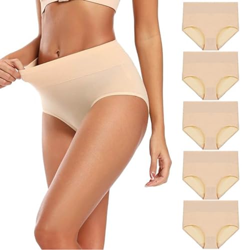 Juego de 5 bragas de algodón para mujer, sin costuras de cintura alta, tallas grandes, sin costuras, invisibles, varios lotes