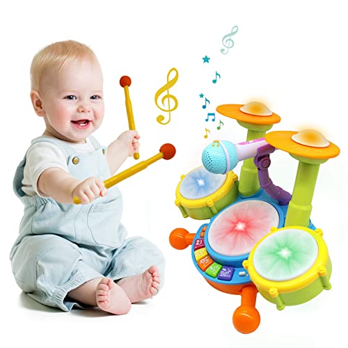 Image of Drum Set for Toddlers, Kids Musical Instruments, Toys for Boy Birthday Gifts, Electric Drum Kit for Babies Boy Girl