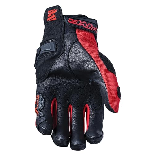 Five 830111 Guantes de Moto Sport Cortos, SF3, Protección 1KP Flexibilidad Ventilación, Negro y Rojo, M