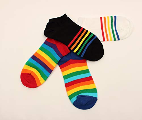 Women Low Cut Liner Socks Rainbow Design No Show Sock For Teen Lightweight Non Slip Cotton (Rainbow-Low Cut Socks 4Pairs) #TOP4
