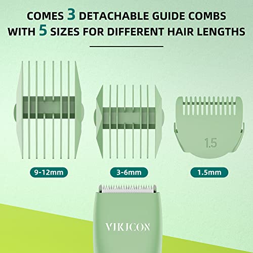 Vikicon Body Hair Trimmer For Men And Women: Electric Groin & Ball Shaver,Cordless Trimmer Clippers Ultimate Male Hygiene Razor, Replaceable Ceramic Blade Heads With Charging Dock,Green #TOP5
