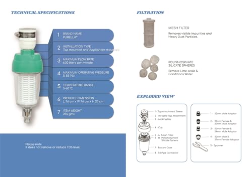 Image of Softwa Water Conditioner, Washing Machine, Dish Washer, Geyser Filter for Hard Water, Inlet Joint Filter Adapter for Top and Front Load, Protects from Limescales & Sediments (Green)