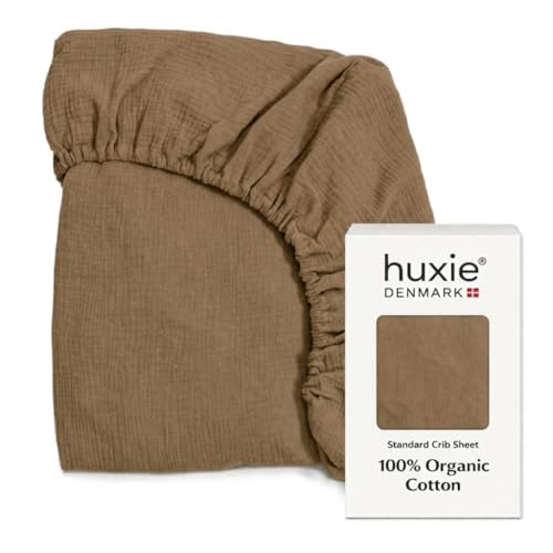 Image of Crib Sheets - Organic Cotton Muslin Fitted Crib Sheet - Standard Size for Baby Boy and Baby Girl 28 inch x 52 inch Ultra-Soft and Breathable. (Natural)