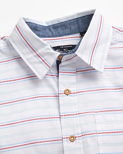Ben Sherman Boys' Shirt - Casual Short Sleeve Button Down Collared Shirt (Size: 4-18), Size 10-12, White Stripes #TOP2