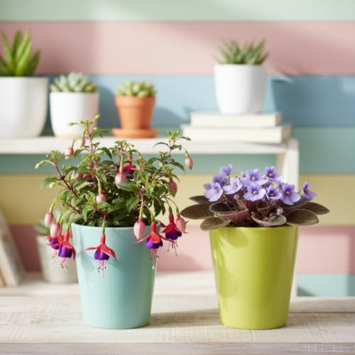 Image of Xtore Refreshing Matte Ceramic Planter Set for Indoor Plants | Minimalist Decorative Flower Pots for Desk, Shelf & Home Styling (Pack of 2, Planter only)
