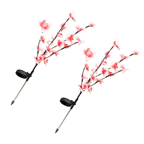 Lampe solaire extérieur étanche rose motif orchidée lot de 2 spots à piquer de jardin