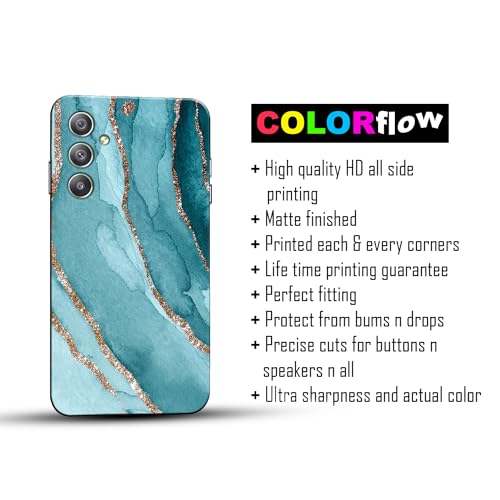 Image of COLORflow Back Cover Compatible with Samsung Galaxy A34 5G | Beautiful Blue Marble Golden Stripes | Designer Printed Hard CASE Bumper Back Cover Compatible with Samsung A34 5G