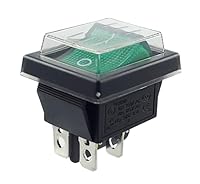 Kippschalter grün Ein-Aus mit wasserdichter Abdeckung, Geräteschalter DPDT, 4-polig 250V 16A Wippschalter beleuchtet