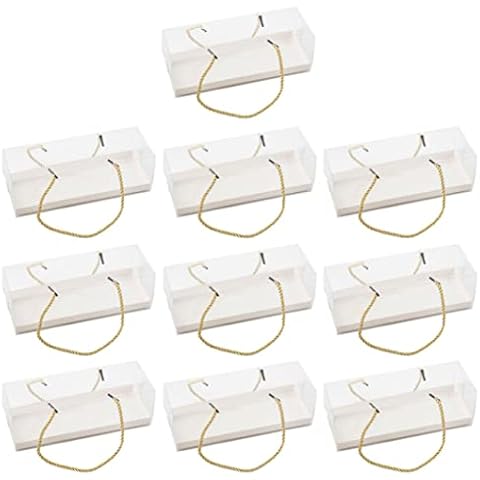 Transparent Bakery Box Rectangular Portable Cake Packaging Food Containers with Rope 10pcs Baking Utensil Cover