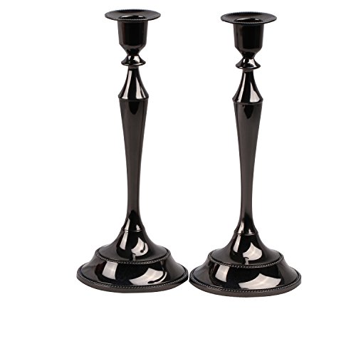 Viscacha Metal Taper Candle Holder,Set of 2,Black