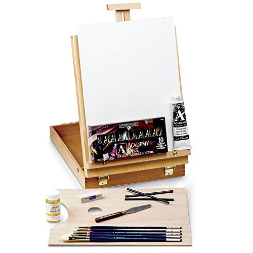 GRUMBACHER AOBXSET1 Academy Oil Holzkiste Staffelei Reisestudio Set 25 teilig je 1 Stück, Holz, hautfarben Cover