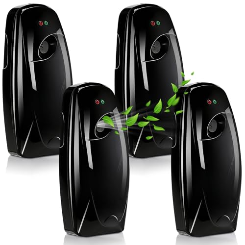 Maxcheck 4 Pcs Automatic Air Freshener Spray Dispenser Wall Mounted Automatic Spray Dispenser Air Freshener for Bathroom Battery Operated Free Standing for Commercial Place and Room(Black)