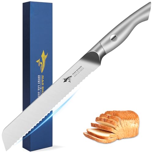 MAD SHARK Bread Knife 8 Inch, Razor Sharp Blade from German Molybdenum-vanadium Steel, Professional Serrated Bread Knife for Homemade Bread, Sourdough Cutting