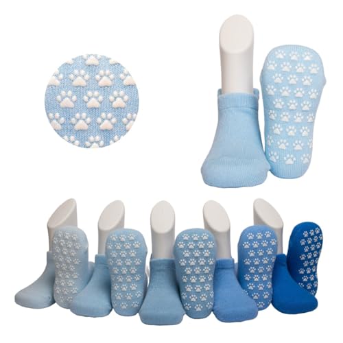 Safe Steps Baby Non-Slip Grip Socks – 5 & 9 Pack Cat Paw Cotton Sets for Boys, Girls, and Toddlers (6M–5Y)