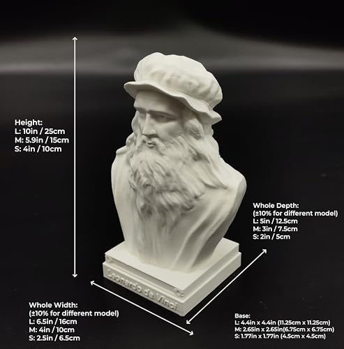 Estatua Cabeza Leonardo da Vinci 4 in Alto miniatura 2