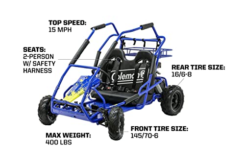Coleman Powersports Off Road Go Kart, Gas Powered, 196cc/6.5hp(KT196-BL), Large, Blue - Thumbnail 3