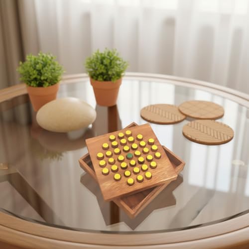 Solitaire Hexagon 37 Pegs juego de madera miniatura 6