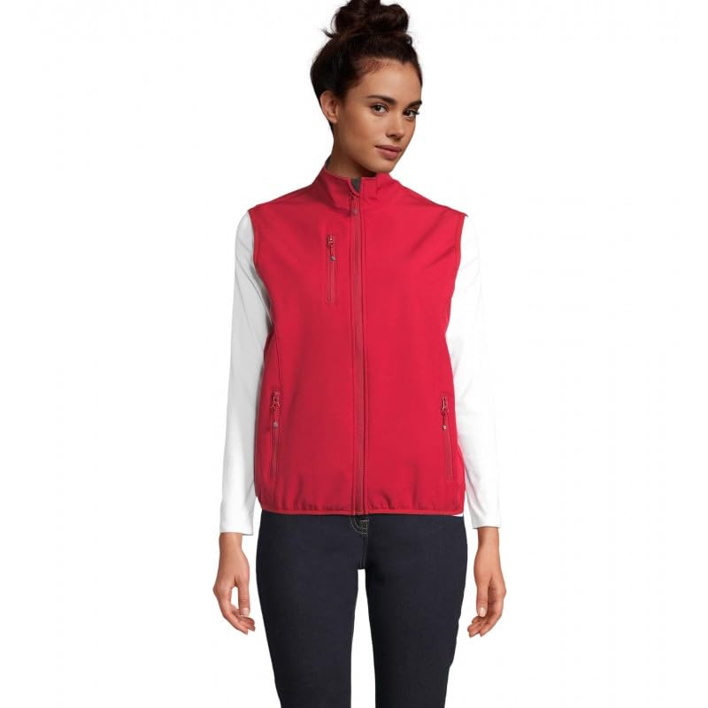 Veste Femme zippée softshell sans manche SOL'S Falcon BW Women rouge 2XL