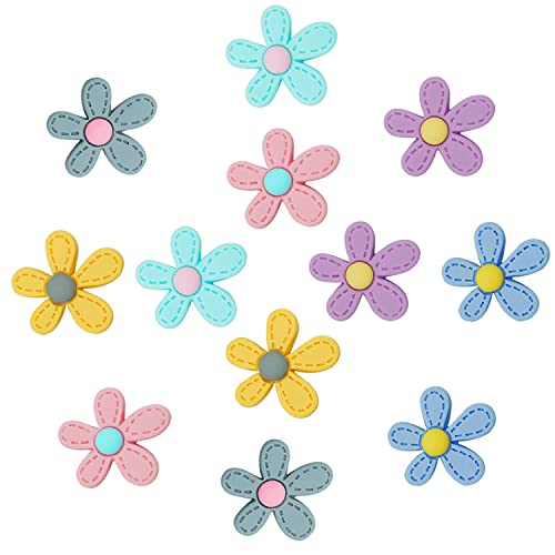 Miesherk 12 Stück Blumen-Schuhanhänger für Croc, Gänseblümchen, Kirschblüten, Blumen-Karikatur-Schuhanhänger, Gartenschuh-Dekorationszubehör für Frauen Cover