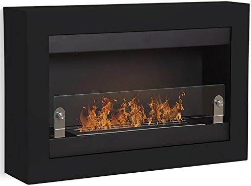 Wikao Vigo Wall-Mounted Ethanol Fireplace and Stove Black
