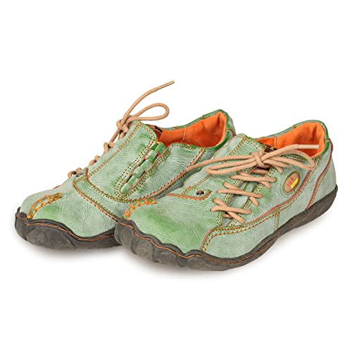 TMA EYES Five Finger Sole Side Lace-Up Leather Woemn Casual Shoes