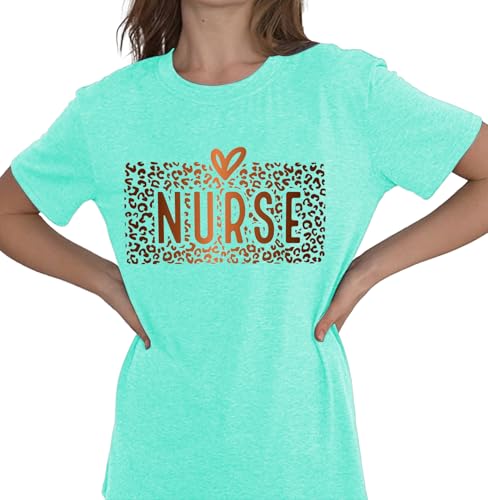 Image of Women Nurse Shirts Nursing Life Letter Short Sleeve Register Nurses Inspirational Tee