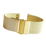 LOPAKACTAG Cinturino for orologio con fibbia pieghevole in acciaio inossidabile, 16 mm, 18, 20, 22, a sgancio rapido, for cinturino in maglia milanese(Gold,18mm)