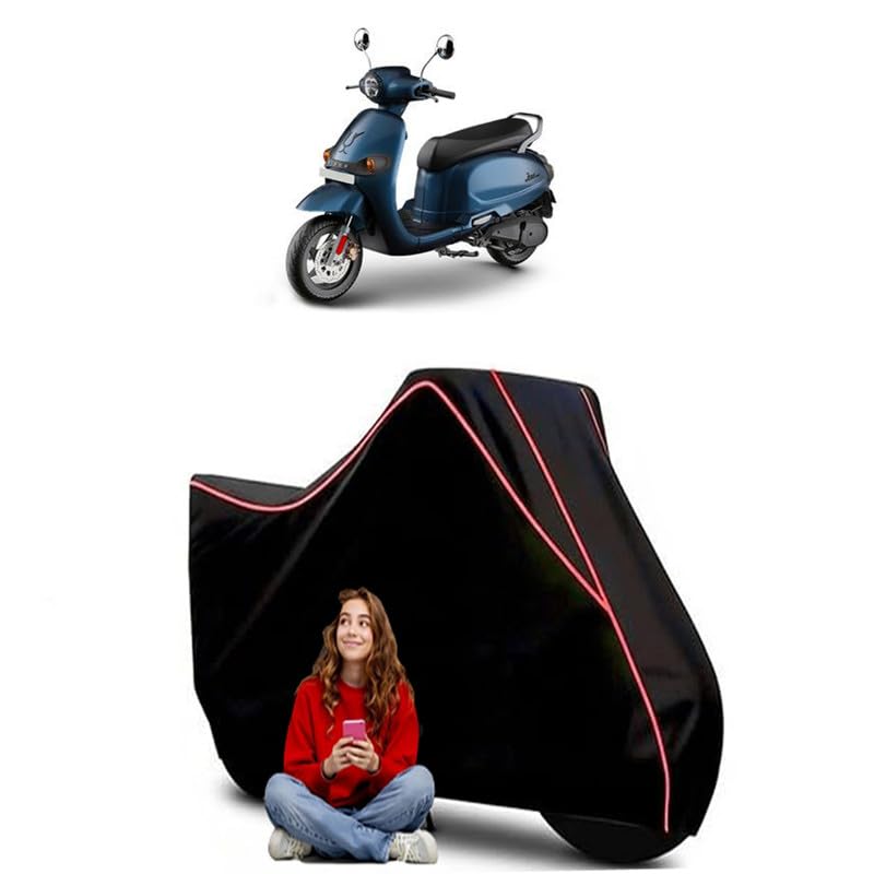 Image of e-Bike Mihos Scooty Bike Cover Water Resistant Outdoor Use Universal Fit Scooters Motorcycles Heavy Duty UV Protection Dust Rain Scratch Resistant Elastic Bottom Black Blue Piping