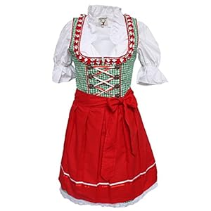 Alpenmärchen 3-delige Dirndl set – klederdrachtjurk incl. blouse, schort, maat 32-46