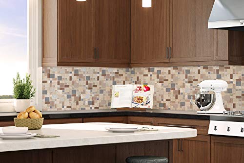 Classic Assorted Rectangles Beige Brown Grey Glass Stone Mosaic Tile Kitchen Backsplash Bathroom Mto0205 #TOP3