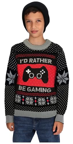 Tstars Gamer Ugly Christmas Sweater Kids Gifts for Gamers I Paused My Game to Be Here Youth Holiday Xmas Sweaters