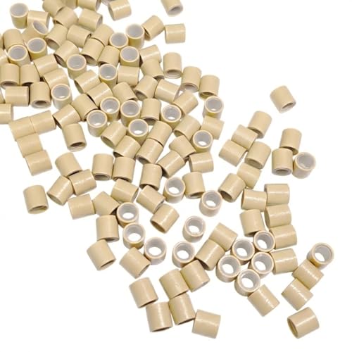 Micro anneaux en cuivre doublés silicone blond 4mm pour extension I-Tip x500